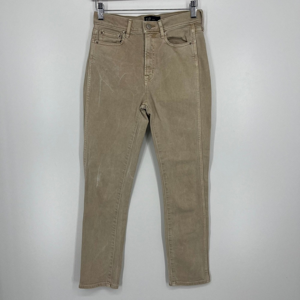 Gap Denim Womens High Rise Vintage Slim Jeans Tan Khaki Size‎ 0 25R